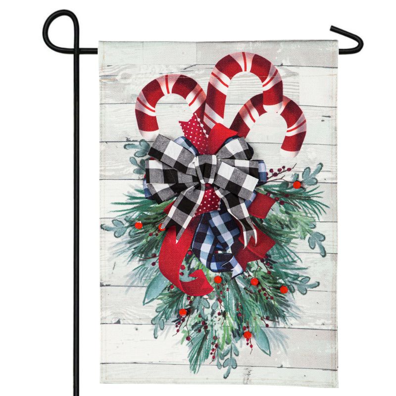 Candy Cane Swag Garden Flag